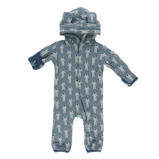 Print Bamboo Quilted Hoodie Coverall with Sherpa-Lined Hood - Dusty Sky Astronaut/Twilight Rockets Baby & Toddler Sleepwear