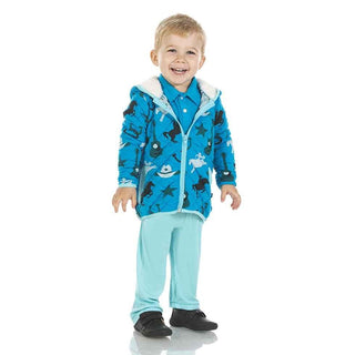 Print Bamboo Quilted Jacket with Sherpa-Lined Hood - Amazon Cowboy/Jade Garden Tools Baby & Toddler Outerwear