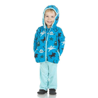 Print Bamboo Quilted Jacket with Sherpa-Lined Hood - Amazon Cowboy/Jade Garden Tools Baby & Toddler Outerwear