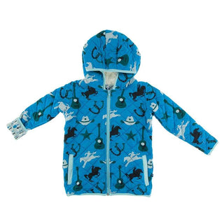 Print Bamboo Quilted Jacket with Sherpa-Lined Hood - Amazon Cowboy/Jade Garden Tools Baby & Toddler Outerwear