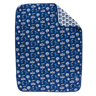 Print Bamboo Quilted Stroller Blanket - Navy Education/Spring Sky Environmental Protection, One Size Swaddling & Receiving Blankets