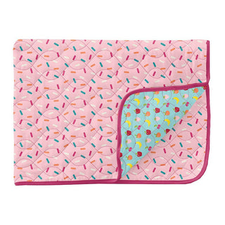 KicKee Pants Print Quilted Throw Blanket - Lotus Sprinkles & Summer Sky Mini Fruits