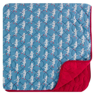 Print Bamboo Quilted Toddler Blanket - Blue Moon Ice Skater/Crimson, One Size Swaddling & Receiving Blankets