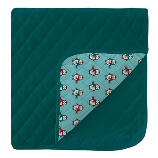 KicKee Pants Print Quilted Toddler Blanket, Cedar and Iceberg Penguins - One Size WCA22