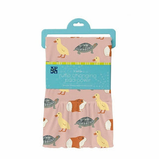 Print Bamboo Ruffle Changing Pad Cover - Peach Blossom Class Pets - One Size KicKee Pants