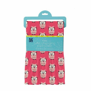 Print Bamboo Ruffle Changing Pad Cover - Taffy Wise Owls - One Size Diapering