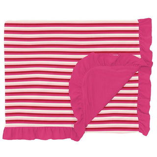 KicKee Pants Print Ruffle Double Layer Throw Blanket - Anniversary Candy Stripe