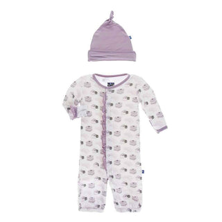 Print Bamboo Ruffle Layette Gown Converter and Knot Hat Set - Natural Sweet Treats Baby & Toddler Sleepwear