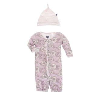 Print Bamboo Ruffle Layette Gown Converter and Knot Hat Set - Sweet Pea Poppies Baby & Toddler Sleepwear