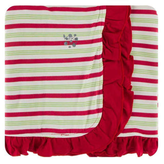 Print Bamboo Ruffle Stroller Blanket - Candy Cane Stripe, One Size Swaddling & Receiving Blankets