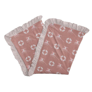 Print Bamboo Ruffle Stroller Blanket - Antique Pink Lifeguard, One Size Swaddling & Receiving Blankets