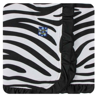 Print Bamboo Ruffle Stroller Blanket Natural Zebra Print, One Size Swaddling & Receiving Blankets