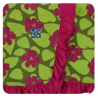 KicKee Pants Print Ruffle Stroller Blanket - Pesto Hibiscus, One Size