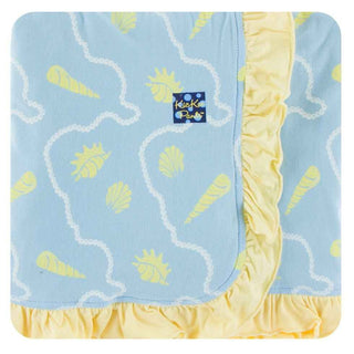 Print Bamboo Ruffle Stroller Blanket Pond Shells, One Size Swaddling & Receiving Blankets