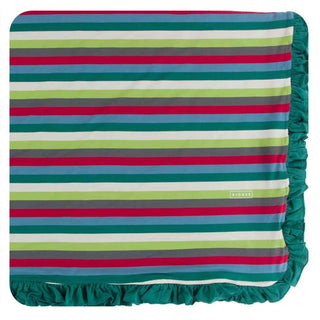 KicKee Pants Print Ruffle Toddler Blanket - 2020 Multi Stripe, One Size