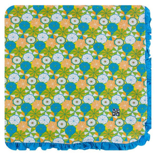 Print Bamboo Ruffle Toddler Blanket - Beach Umbrellas, One Size Swaddling & Receiving Blankets