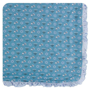 Print Bamboo Ruffle Toddler Blanket - Blue Moon Hanukkah, One Size Swaddling & Receiving Blankets