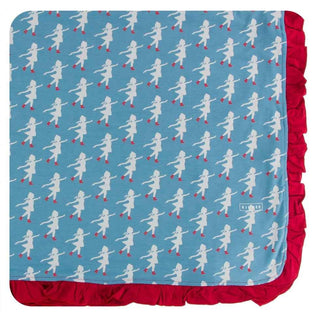 Print Bamboo Ruffle Toddler Blanket - Blue Moon Ice Skater, One Size Swaddling & Receiving Blankets