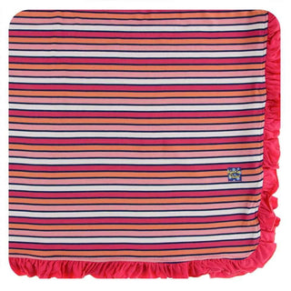 Print Bamboo Ruffle Toddler Blanket - Botany Red Ginger Stripe, One Size Swaddling & Receiving Blankets