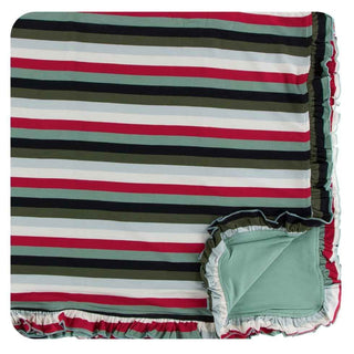 KicKee Pants Print Ruffle Toddler Blanket - Christmas Multi Stripe, One Size