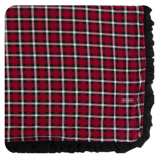 Print Bamboo Ruffle Toddler Blanket - Crimson 2020 Holiday Plaid, One Size Swaddling & Receiving Blankets