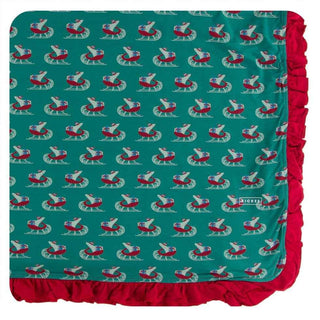 Print Bamboo Ruffle Toddler Blanket - Ivy Sled, One Size Swaddling & Receiving Blankets