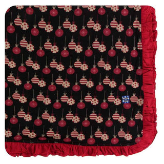 Print Bamboo Ruffle Toddler Blanket - Midnight Ornaments, One Size Swaddling & Receiving Blankets