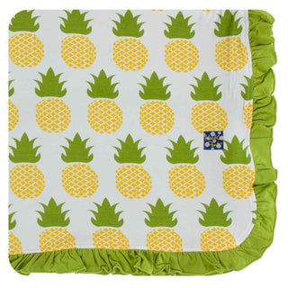 Print Bamboo Ruffle Toddler Blanket - Natural Pineapple, One Size KicKee Pants