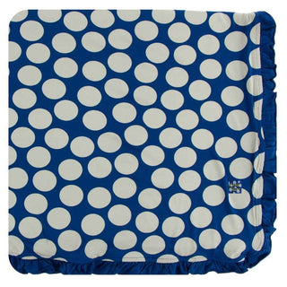 Print Bamboo Ruffle Toddler Blanket - Navy Mod Dot - One Size Swaddling & Receiving Blankets