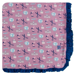 Print Bamboo Ruffle Toddler Blanket - Pegasus Education, One Size Swaddling & Receiving Blankets