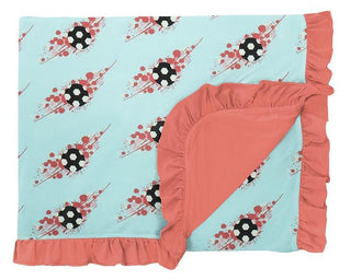 Print Bamboo Ruffle Toddler Blanket - Summer Sky Soccer Splash, One Size Swaddling & Receiving Blankets