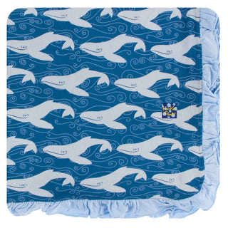 Print Bamboo Ruffle Toddler Blanket - Twilight Whale, One Size KicKee Pants