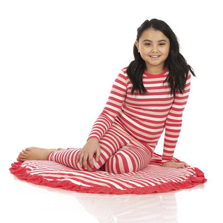 Print Bamboo Sherpa-Lined Ruffle Fluffle Playmat - Hopscotch Stripe - One Size Play Mats