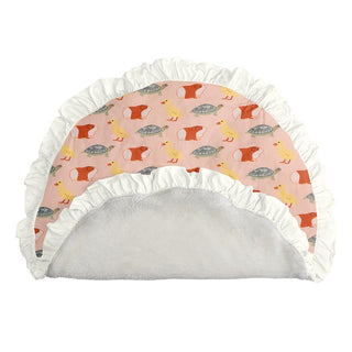 Print Bamboo Sherpa-Lined Ruffle Fluffle Playmat - Peach Blossom Class Pets - One Size Play Mats