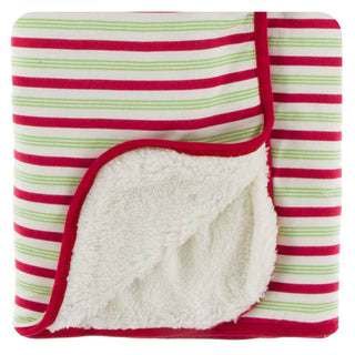 Print Bamboo Sherpa-Lined Stroller Blanket - Candy Cane Stripe, One Size Swaddling & Receiving Blankets