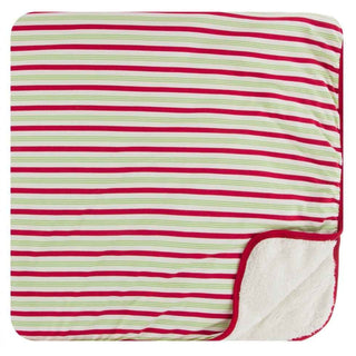 Print Bamboo Sherpa-Lined Toddler Blanket - Candy Cane Stripe, One Size Swaddling & Receiving Blankets