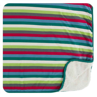 Print Bamboo Sherpa-Lined Toddler Blanket - 2020 Multi Stripe, One Size Swaddling & Receiving Blankets