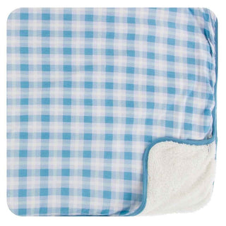 Print Bamboo Sherpa-Lined Toddler Blanket - Blue Moon 2020 Holiday Plaid, One Size Swaddling & Receiving Blankets