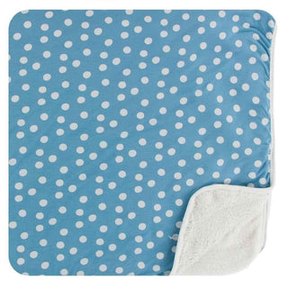 Print Bamboo Sherpa-Lined Toddler Blanket - Blue Moon Snowballs, One Size Swaddling & Receiving Blankets