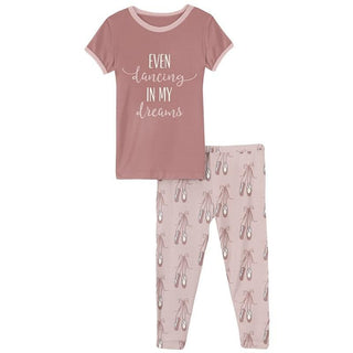 Print Bamboo Short Sleeve Graphic Tee Pajama Set - Baby Rose Ballet Baby & Toddler Sleepwear