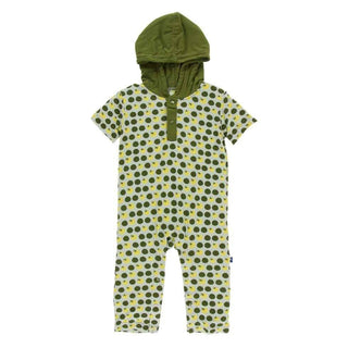 KicKee Pants Print Short Sleeve Hoodie Romper - Aloe Tomatoes