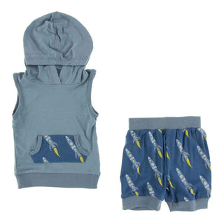 KicKee Pants Print Short Sleeve Hoodie Tank Outfit - Twilight Rockets