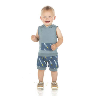 KicKee Pants Print Short Sleeve Hoodie Tank Outfit - Twilight Rockets