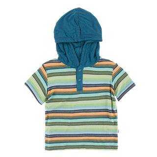 Print Bamboo Short Sleeve Hoodie Tee - Cancun Glass Stripe Baby & Toddler Outerwear