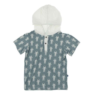 Print Bamboo Short Sleeve Hoodie Tee - Dusty Sky Astronaut Baby & Toddler Outerwear