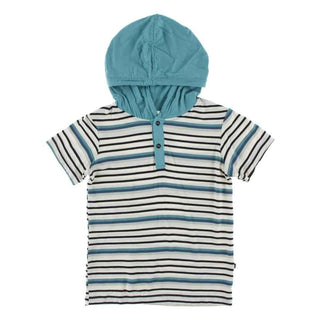 Print Bamboo Short Sleeve Hoodie Tee - Neptune Stripe Baby & Toddler Outerwear