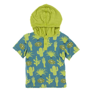 Print Bamboo Short Sleeve Hoodie Tee - Seagrass Cactus Baby & Toddler Outerwear