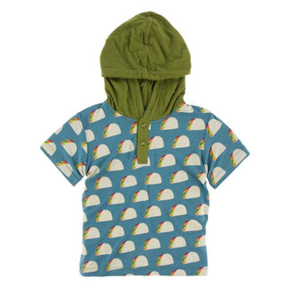 Print Bamboo Short Sleeve Hoodie Tee - Seagrass Tacos Baby & Toddler Outerwear