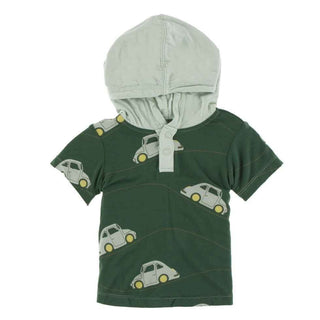 KicKee Pants Print Short Sleeve Hoodie Tee - Topiary Italian Car