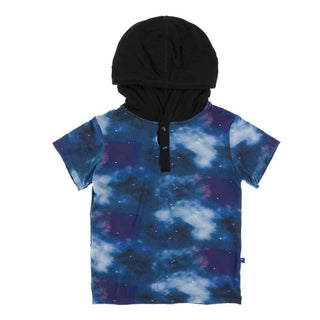 Print Bamboo Short Sleeve Hoodie Tee - Wine Grapes Galaxy KicKee Pants